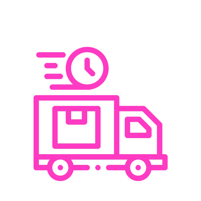 Icono de envío a domicilio en color rosa neón de Ropa Loca Urbana. Tienda especializada en moda curvy y complementos.