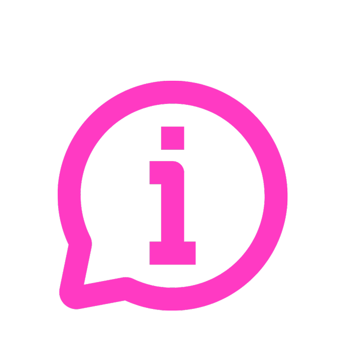 Icono de información en color rosa neón de Ropa Loca Urbana. Tienda especializada en moda curvy y complementos.